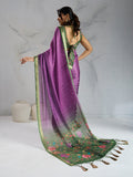 Pure Chiffon Digital Printed Woven Saree With Woven Border And Fancy Tassels