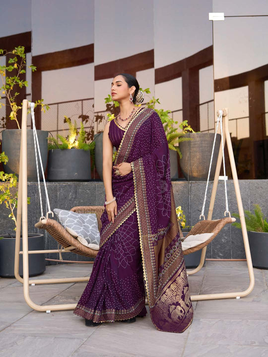 Violet Silk Saree With Blouse Piece