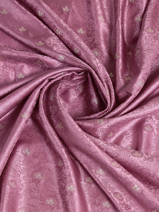 Onion-Pink Pure Satin Banarasi Saree With Tassels Saree With Blouse Piece