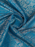 Indigo Blue Ikkat Woven Kajeevaram Silk Rich Pallu With Blouse Piece