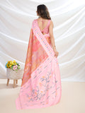Coral Handloom Silk Festive Wear Saree With Blouse Piece