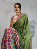 Pure Chiffon Digital Printed Woven Saree With Woven Border And Fancy Tassels