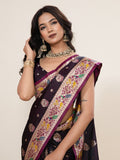 Maroon Soft Silk Sarees Premium Two Tone Satin Fabric With Unique Pathani Designs Saree With Blouse Piece