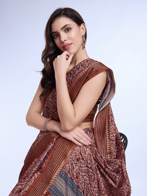 Maroon Poly Silk Daily Wear Saree With Blouse Piece
