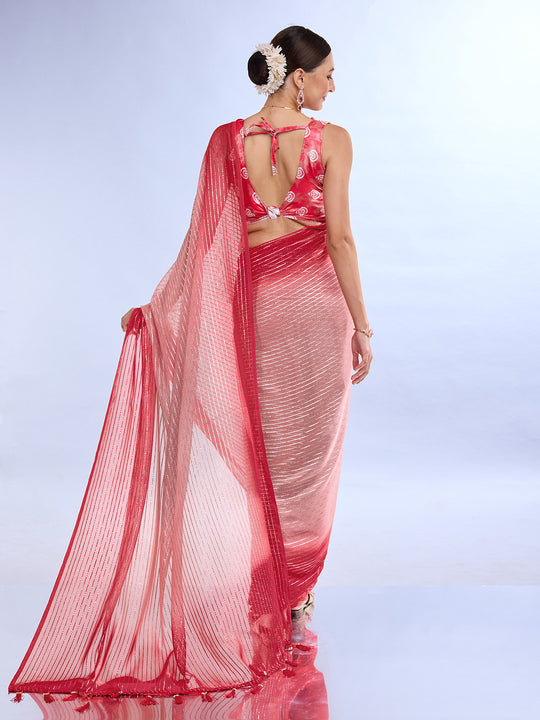 Pink Weightless Saree With Blouse Piece