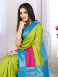 Pure Silk Woven Zari Saree With Jacquard Border And Blouse Piece