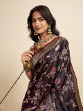 Maroon Soft Silk Sarees Premium Two Tone Satin Fabric With Unique Designs Saree With Blouse Piece
