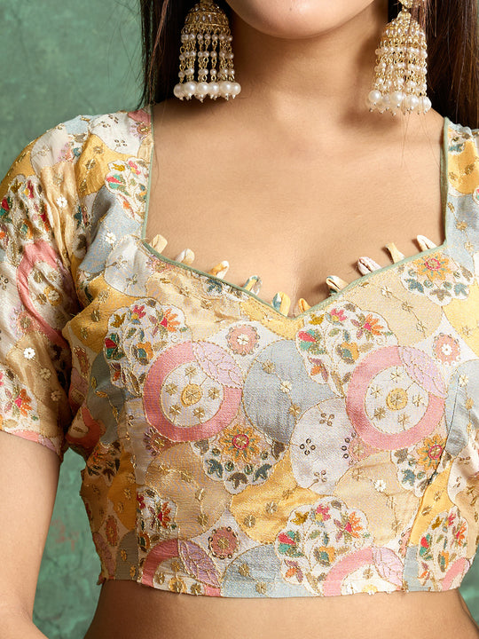 Poly Chiffon Dyed Saree With Heavy Embroidered Blouse Piece