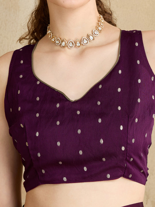 Embellished Mirror Work Organza Saree With Blouse Piece