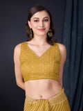 Mustard Poly Georgette Saree With Blouse Piece