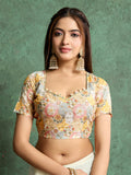 Poly Chiffon Dyed Saree With Heavy Embroidered Blouse Piece