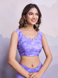 Purple Poly Chiffon Saree With Blouse Piece