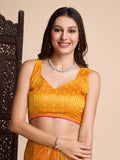 Yellow Weightless Poly Chiffon Saree With Blouse Piece