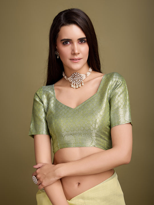 Yellow Linen Blend Daily Wear Saree With Blouse Piece