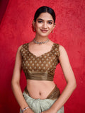 Green Poly Silk Festival Saree With Blouse Piece