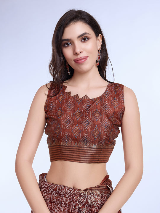 Maroon Poly Silk Daily Wear Saree With Blouse Piece