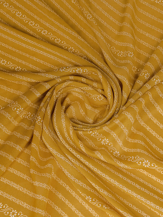 Mustard Poly Georgette Saree With Blouse Piece