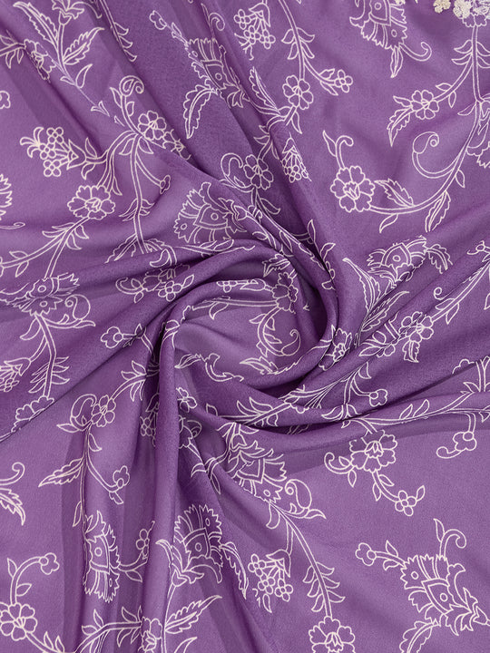 Purple Poly Georgette Festive Wear Saree With Blouse Piece