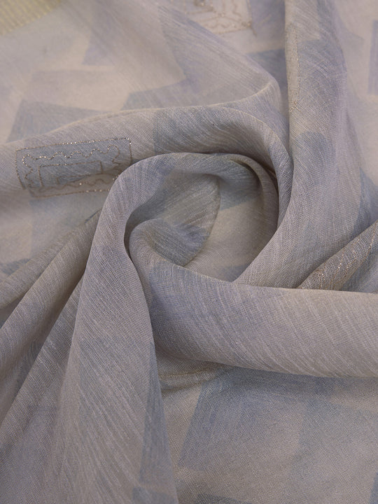 Grey Tissue Linen Blend Saree With Blouse Piece