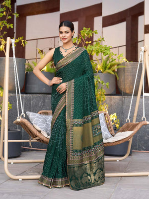 Green Silk Saree With Blouse Piece
