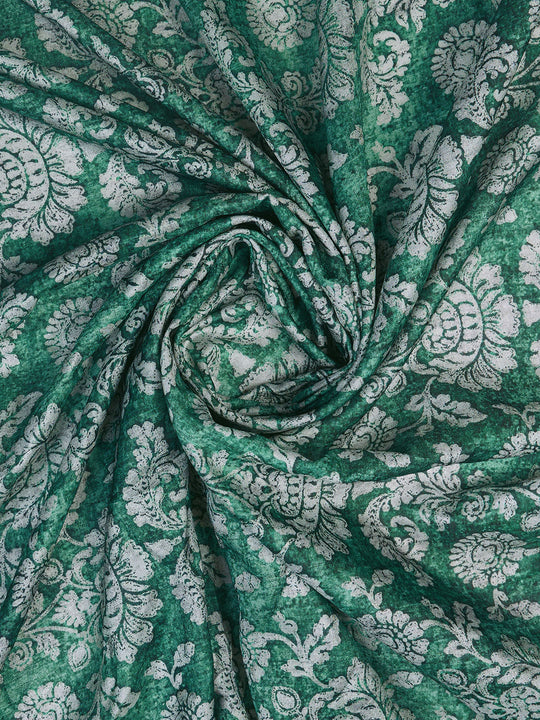 Teal Poly Silk Festival Saree With Blouse Piece