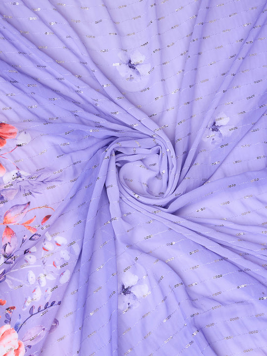 Purple Poly Chiffon Saree With Blouse Piece