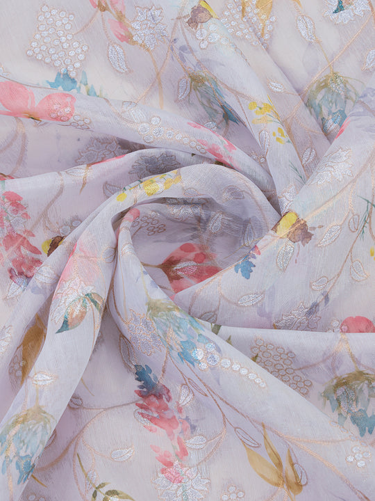 Light Purple Pure Cotton Festive Wear Saree With Blouse Piece