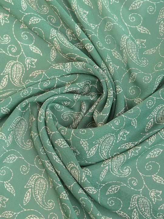 Sea Green Poly Georgette Festive Wear Saree With Blouse Piece