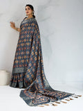 Poly Silk Woven Floral Digital Printed Saree With Woven Jacquard Border And Fancy Tassels