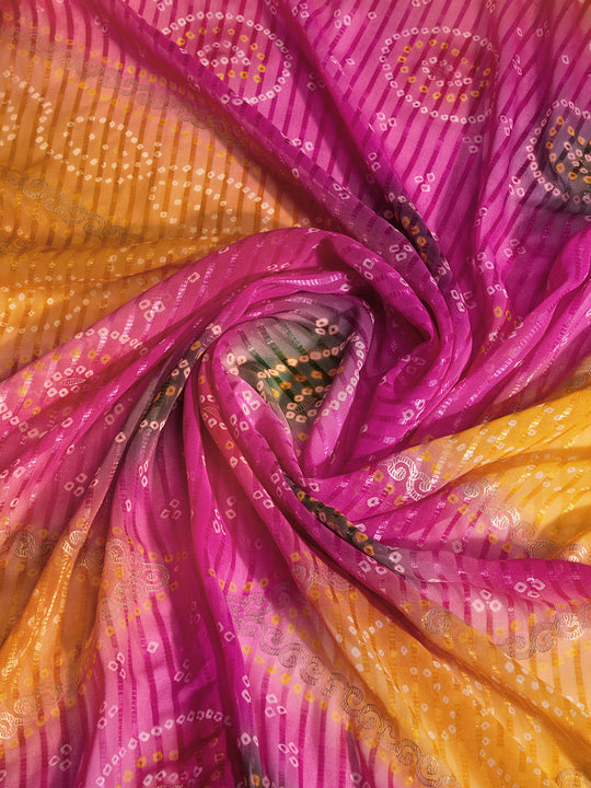 Yellow Weightless Poly Chiffon Saree With Blouse Piece