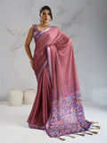 Pure Chiffon Digital Printed Woven Saree With Woven Border And Fancy Tassels