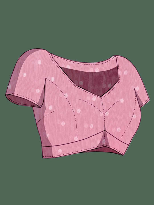 Pink Pure Cotton Lucknowi Woven Printed Saree With Tassels Saree With Blouse Piece