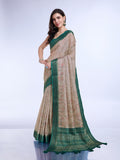 Beige Poly Silk Daily Wear Saree With Blouse Piece