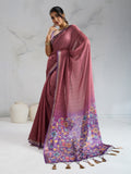 Pure Chiffon Digital Printed Woven Saree With Woven Border And Fancy Tassels