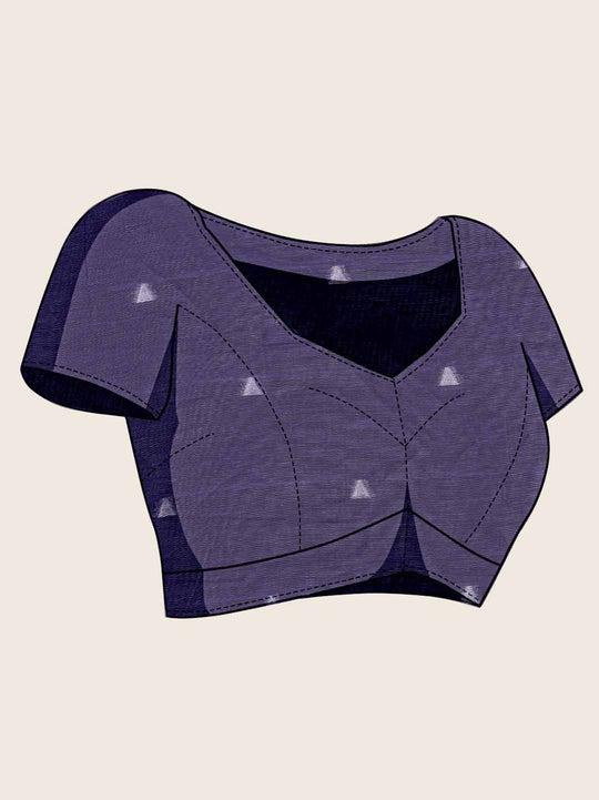 Purple Pure Cotton Tie And Dye Printed Banarasi Rich Pallu Saree With Zari Tassels Saree With Blouse Piece