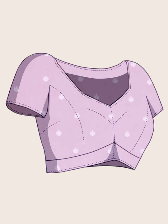 Purple Pure Cotton Lucknowi Woven Banarasi Saree With Ombre Floral Prints