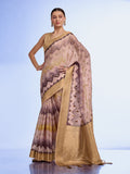 Cream Cotton Blend Saree With Blouse Piece
