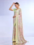 Pista Georgette Saree With Blouse Piece