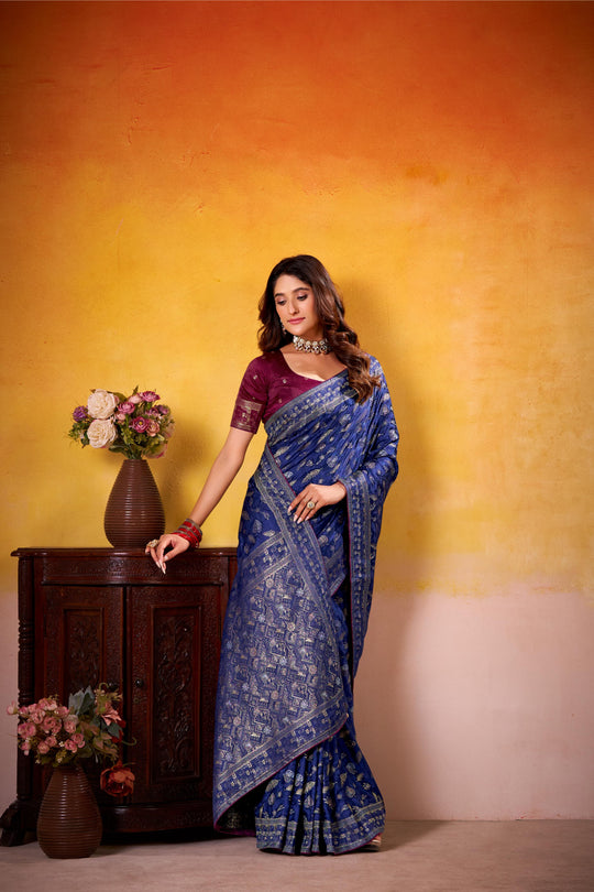 Fancy Dolla Silk Woven Design Work Handloom Silk Saree With Blouse Piece