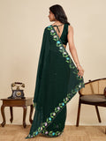Green Georgette Soft Silk Saree With Blouse Piece