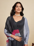 Multicolour Linen Saree With Jari Border All Over Single Colour Printed Saree With Blouse Piece