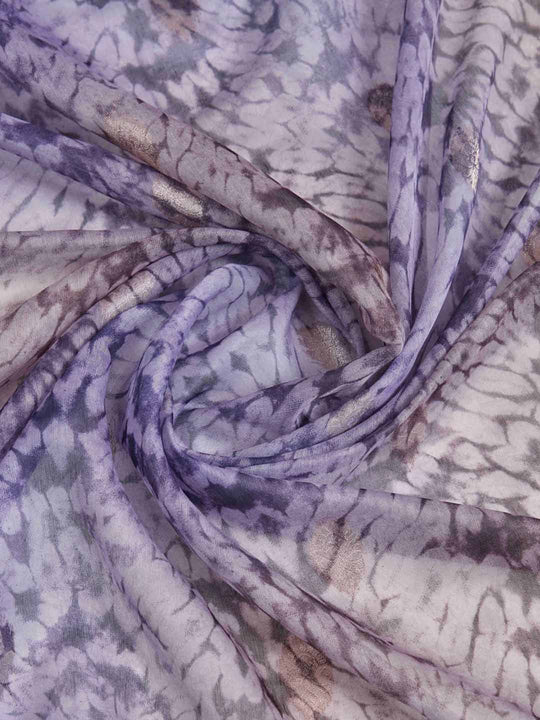 Purple Pure Cotton Tie And Dye Printed Banarasi Rich Pallu Saree With Zari Tassels Saree With Blouse Piece