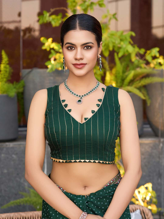 Green Silk Saree With Blouse Piece