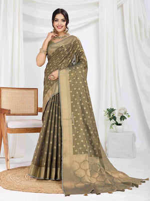 Black Pure Tissue Silk Banarasi Saree With Brocade Blouse Piece