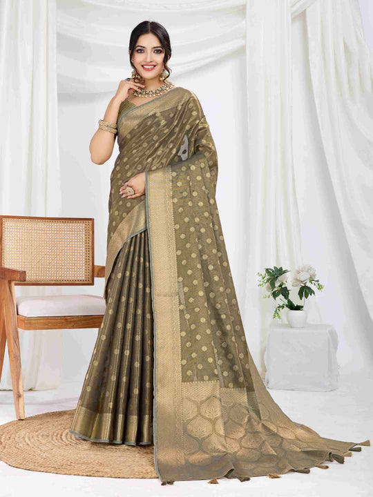 Black Pure Tissue Silk Banarasi Saree With Brocade Blouse Piece