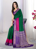 Pure Silk Woven Zari Saree With Jacquard Border And Blouse Piece