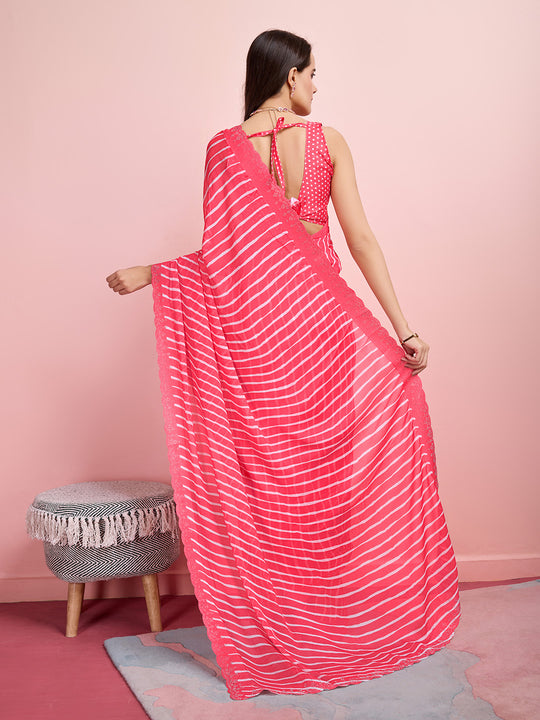 Peach Chiffon Festive Saree With Blouse Piece