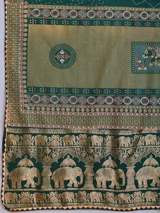 Green Silk Saree With Blouse Piece