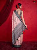 Peach Pure Tussar Viscose Border Paisley Digital Printed With Blouse Piece