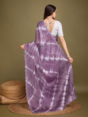 Purple Organza Party Wear Saree With Blouse Piece